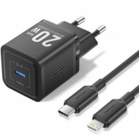 Cargador de Pared VENTION Gan Usb-c 20W Black + Cable Ucb-c 2M Black