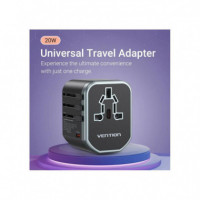 Cargador de Pared VENTION Universal Usb-c 2XUSB-A 20W