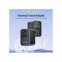 Cargador de Pared VENTION Universal Gan 2XUSB-C Usb-a 65W