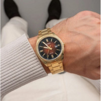 CASIO MTP-1302PGC-5A Reloj Analógico para Hombre - Esfera Marrón, Acabado Dorado, Calendario y Wr 50M
