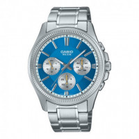 CASIO MTP-1375PD-2A2 Reloj Analógico para Hombre - Esfera Azul con Subesferas - Correa de Acero Inoxidable y Wr 50M