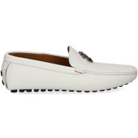 Mocasin Logo Empeine Reptil Blanco  ROBERTO CAVALLI