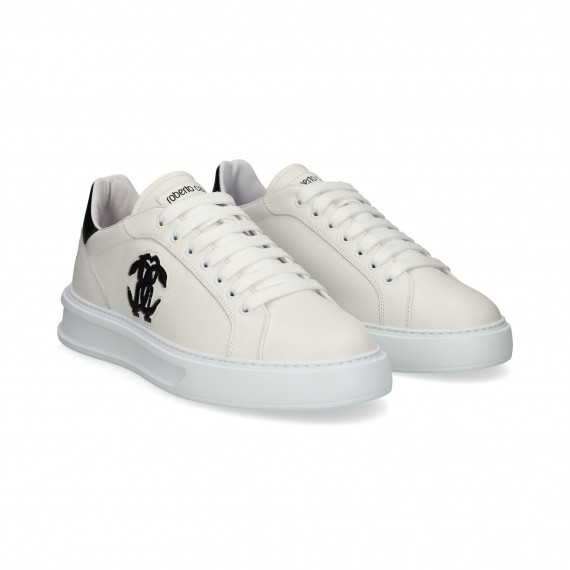 Deportivo Logo Lado Bordado Piel Blanco  ROBERTO CAVALLI