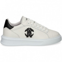 Deportivo Logo Lado Bordado Piel Blanco  ROBERTO CAVALLI