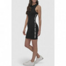 Vestido de Canalé con Logo Lateral de DKNY