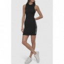 Vestido de Canalé con Logo Lateral de DKNY