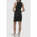 Vestido de Canalé con Logo Lateral de DKNY