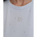 Camiseta Ajustada DKNY con Logotipo de Pedrería