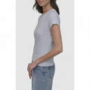 Camiseta Ajustada DKNY con Logotipo de Pedrería