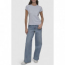 Camiseta Ajustada DKNY con Logotipo de Pedrería