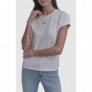 Camiseta Ajustada DKNY con Logotipo de Pedrería