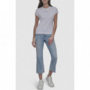 Camiseta Ajustada DKNY con Logotipo de Pedrería