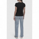 Camiseta Ajustada DKNY con Logotipo de Pedrería