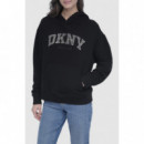 Sudadera con Logo Arqueado en Strass de DKNY