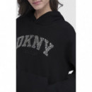 Sudadera con Logo Arqueado en Strass de DKNY