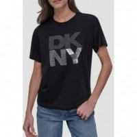 Camiseta con Logo en Strass de DKNY