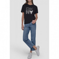 Camiseta con Logo en Strass de DKNY