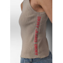 Camiseta sin Mangas Acanalada con Ribete Lateral del Logotipo de DKNY