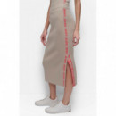 Falda MIDI de Canalé con Logo Lateral y Abertura Lateral de DKNY