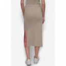 Falda MIDI de Canalé con Logo Lateral y Abertura Lateral de DKNY