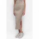 Falda MIDI de Canalé con Logo Lateral y Abertura Lateral de DKNY