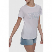 Camiseta de Cuello Redondo con Logotipo Flocked de DKNY