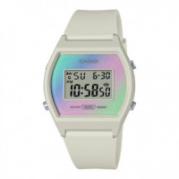 CASIO LW-205-8A Reloj Digital para Mujer - Esfera Iridiscente, Correa Beige, Wr y Estilo Retro Moderno
