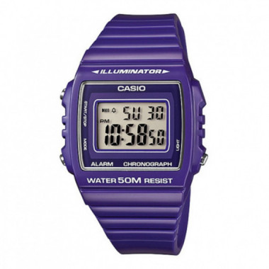 CASIO W-215H-6A Reloj Digital Unisex - Estilo Retro Púrpura - Cronómetro, Luz y Wr 50M