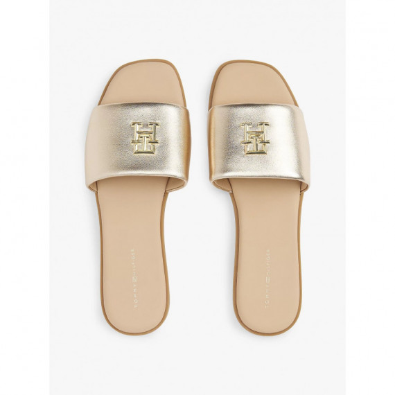 Sandalias de Estilo Mule en Piel Metalizada con Monograma de TOMMY HILFIGER
