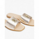 Sandalias de Estilo Mule en Piel Metalizada con Monograma de TOMMY HILFIGER
