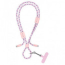 DEVIA 2 en 1 Cable Datos Tipo C M/m 3A 60W + Colgador Movil Ajustable 1.6MTRS Nylon Rosa