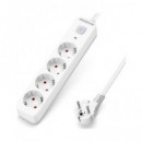 Aigostar Regleta 4 Enchufes Schuko con Interruptor 3680W Cable 3MTRS Blanca GE0401  LALO