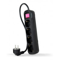 Nanocable Regleta de 4 Tomas Schuko con Interruptor 1.4MTRS Negra 10.37.0004-BK  LALO