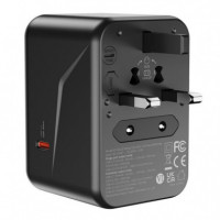 Cargador Universal de Viaje 3 X Tipo C + 2 X USB 65W Negro XO