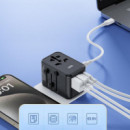 Cargador Universal de Viaje 3 X Tipo C + 2 X USB 65W Negro XO