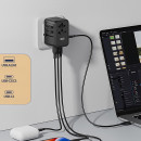 Cargador Universal de Viaje 3 X Tipo C + 2 X USB 65W Negro XO