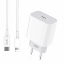 Cargador Rapido 20W Tipo C + Cable Lightning Blanco XO