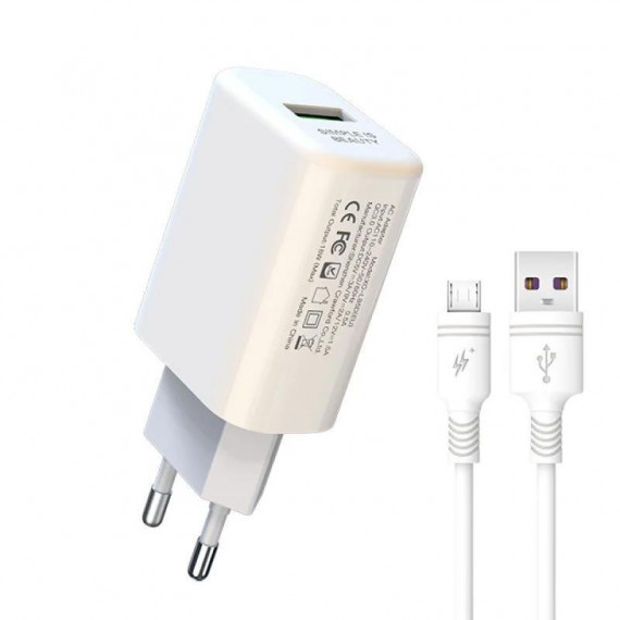 Cargador Rapido 18W con Cable Micro Blanco XO