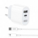 Cargador Rapido Tipo C + USB + Lightning Blanco XO