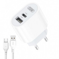 Cargador Rapido Tipo C + USB + Micro USB Blanco XO