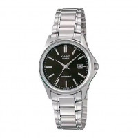 CASIO LTP-1183A-1A Reloj Analógico de Mujer - Esfera Negra con Calendario - Correa de Acero Inoxidable