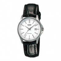 CASIO LTP-1183E-7A Reloj Analógico de Mujer - Esfera Blanca con Calendario - Correa Negra Estilo Cuero
