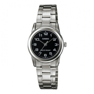 Reloj Casio LTP-V001D-1B para Mujer con Esfera Negra y Pulsera Metálica de Acero Inoxidable