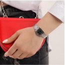 CASIO LTP-V001D-1B Reloj Analógico de Mujer - Esfera Negra con Números Blancos - Correa de Acero Inoxidable