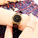 CASIO LTP-V001GL-1B Reloj Analógico de Mujer - Caja Dorada y Esfera Negra - Correa Marrón Estilo Cuero