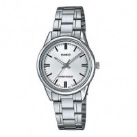 CASIO LTP-V005D-7A Reloj Analógico de Mujer - Esfera Plateada y Correa de Acero Inoxidable - Clásico y Resistente Al Agua
