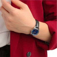 CASIO LTP-V005L-2B Reloj Analógico de Mujer - Esfera Azul con Números Romanos - Correa de Cuero Negra
