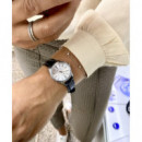 CASIO LTP-V005L-7B Reloj Analógico de Mujer - Esfera Plateada Minimalista - Correa de Cuero Negra y Resistente Al Agua