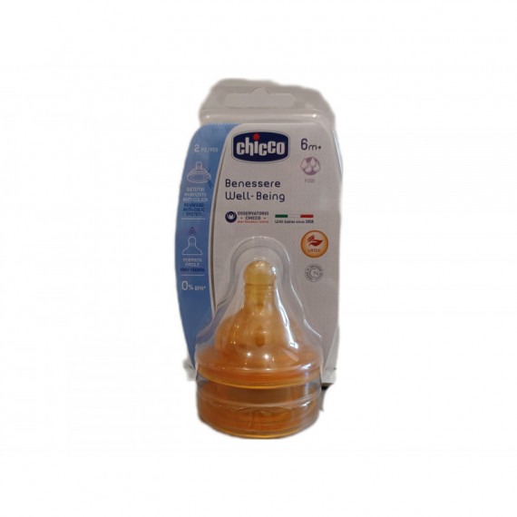 Tetina CHICCO Látex Flujo Papilla Boca Ancha 6M+ 2 Uds