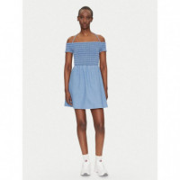 TJW CHAMBRAY FIT & FLARE DRESS DENIM MED